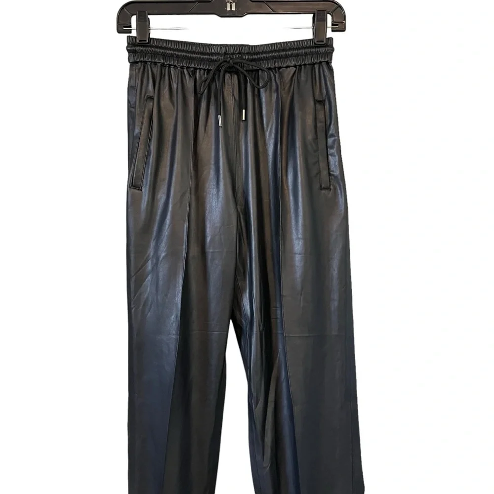 NWT, BLANK NYC Black Faux Leather Jogger Pants Drawstring, Sz 26 - Picture 6 of 15